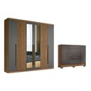 Ver imagem 1 de Guarda Roupa 2 Peças (1guardaroupa+1cômoda) Qc360 Jatobá/grafite - Santos Andirá