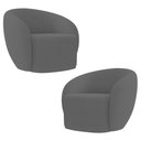 Ver imagem 1 de Poltrona para Sala de Estar Orgânica Kit com 2 Garbin K04 Bouclê Cinza - Mpozenato