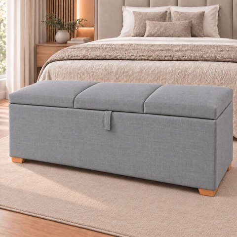 Puff Baú King Base Madeira Maciça 193cm Loft