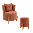 Ver imagem 7 de Kit Poltrona e Puff Luna Decorativa Curvo Orgânico Boucle Terracota - Montanaris Decor
