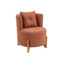 Ver mais imagens de Kit Poltrona e Puff Luna Decorativa Curvo Orgânico Boucle Terracota - Montanaris Decor