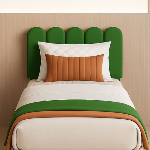 Cabeceira Nuvem Estofada Solteiro 5 Placas em Suede 45x20cm:verde