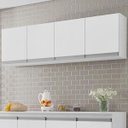 Ver imagem 1 de Armário Aéreo de Cozinha Suspenso 150cm 4 Portas Andréia MDP Branco Parede