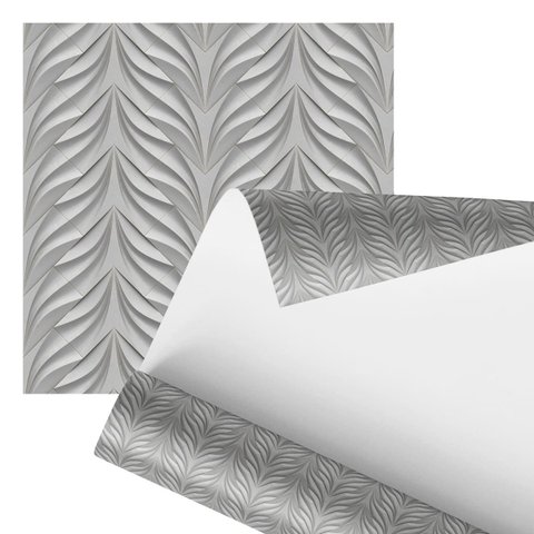 Papel de Parede Adesivo Folhas 3d Minimalista Cinza 2,80m
