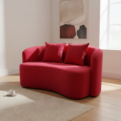Sofá Decorativo Montreal 180cm Orgânico Suede Vermelho