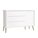 Ver imagem 5 de Quarto de Bebê Theo 3 Portas com Colchão e Cômoda Branco Acetinado Pés Madeira Natural - Reller