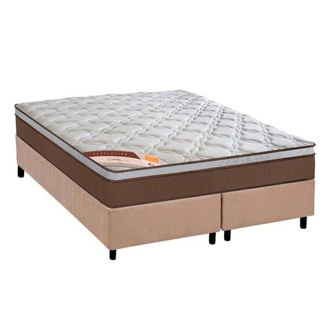 Cama Box King: Colchão Molas Ensacadas Castor Pocket Revolution + Base CRC Suede Bege(193x203)