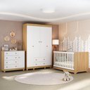 Ver imagem 2 de Quarto de Bebê Completo Berço Americano 3 em 1 Colchão Allegra Multimóveis Mp4598 Madeirado/