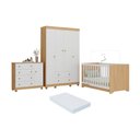 Ver imagem 1 de Quarto de Bebê Completo Berço Americano 3 em 1 Colchão Allegra Multimóveis Mp4598 Madeirado/