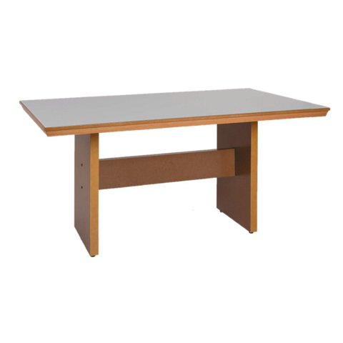 Mesa Lemnos 1,80 X 90Cm Com Vidro Nude Carvalho