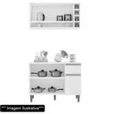 Ver imagem 2 de Kit Ravena Cozinha Balcão 3 Portas S/ Tampo + Aéreo 2 Portas Cinza