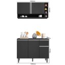 Ver imagem 3 de Kit Ravena Cozinha Balcão 3 Portas S/ Tampo + Aéreo 2 Portas Cinza