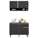 Ver imagem 1 de Kit Ravena Cozinha Balcão 3 Portas S/ Tampo + Aéreo 2 Portas Cinza