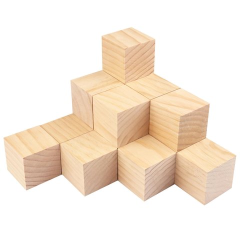 Kit 32 Peças Cubos Madeira Artesanato 4cm X 4cm Pinus Lixado