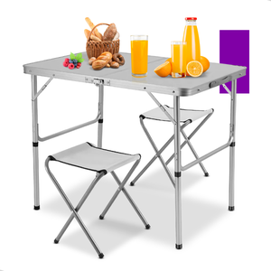 Mesa 90x60 C/2 Banquetas Dobravel Aluminio+mdf