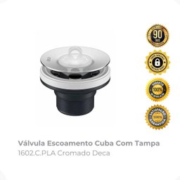 Válvula Escoamento Cuba com Tampa 1602.c.pla Cromado Deca - 2
