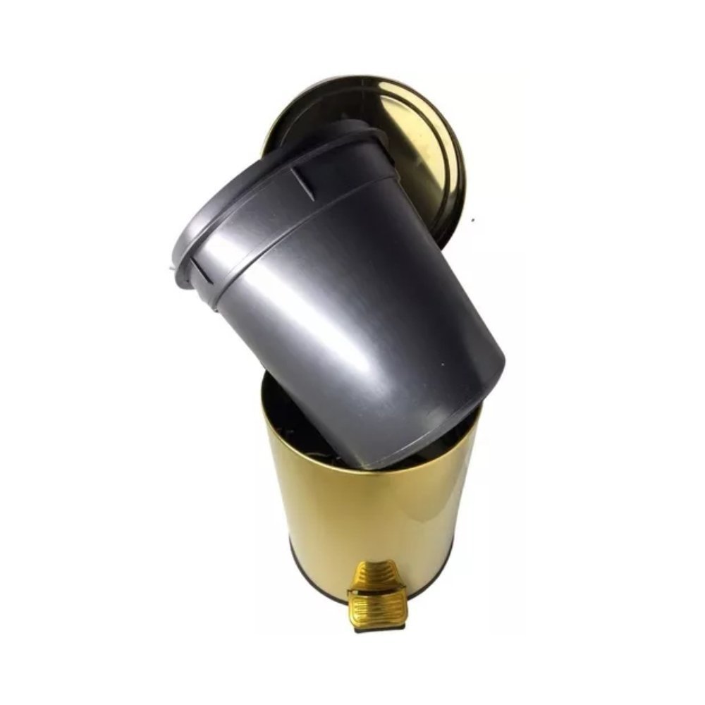 Kit 2 Lixeiras Dourada Aço Inox para Banheiro com Pedal 12l +30l - 2