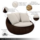 Ver imagem 3 de Poltrona Giratória Sala de Estar com Almofadas Afrodite Off White Marrom Manchado Linho/pu G45 - Gra