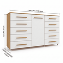 Ver imagem 5 de Cômoda Organizadora Imperial 173cm 10 Gavetas 1 Porta MDP Rodízios Corrediças Telescópicas - Freijó/
