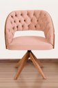Ver imagem 2 de Poltrona Decorativa Mari Laminada Pé Giratório de Madeira Capitonê Cor:rosa