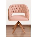 Ver imagem 2 de Poltrona Decorativa Mari Laminada Pé Giratório de Madeira Capitonê Cor:rosa