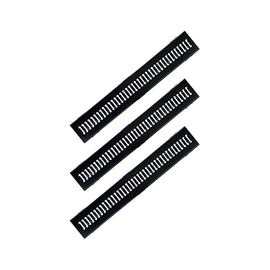Kit 3 Ralo Grelha e Caixilho Aço Galvanizado Preto 15x100cm