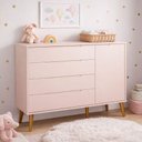 Ver imagem 2 de Comoda Sapateira Elfe Retro 1 Porta 4 Gavetas Rosa Fosco - Moveisaqui