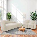 Ver imagem 2 de Kit Sofá Curvo França 200cm Ld. e 2 Poltronas Luiza Max Conforto, Bouclé Bege