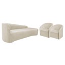 Ver imagem 1 de Kit Sofá Curvo França 200cm Ld. e 2 Poltronas Luiza Max Conforto, Bouclé Bege