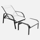 Ver imagem 1 de Cadeira Mini Espreguiçadeira Piscina Jardim com Puff - Branco