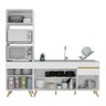 Armário de Cozinha Compacta 212cm Veneza Multimóveis V2078 Branco/dourado - 6