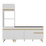 Armário de Cozinha Compacta 212cm Veneza Multimóveis V2078 Branco/dourado - 7