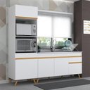 Ver imagem 3 de Armário de Cozinha Compacta 212cm Veneza Multimóveis V2078 Branco/dourado
