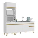Ver imagem 1 de Armário de Cozinha Compacta 212cm Veneza Multimóveis V2078 Branco/dourado