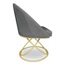 Ver imagem 5 de Kit 04 Cadeiras Poltrona de Jantar Bela Veludo Grafite Base Metálica Luxo Dourado - Pallazio