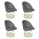 Ver imagem 1 de Kit 04 Cadeiras Poltrona de Jantar Bela Veludo Grafite Base Metálica Luxo Dourado - Pallazio