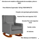 Ver imagem 3 de Kit Poltrona e Puff Aurora Balanço Linho Bege - Fm