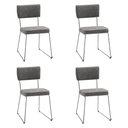 Ver imagem 1 de Kit 4 Cadeiras de Jantar Decorativa Base Aço Preto Luigi Linho Cinza - Gran Belo