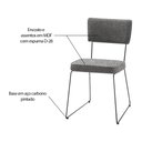 Ver imagem 3 de Kit 4 Cadeiras de Jantar Decorativa Base Aço Preto Luigi Linho Cinza - Gran Belo