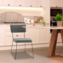 Ver imagem 6 de Kit 4 Cadeiras de Jantar Decorativa Base Aço Preto Luigi Linho Cinza - Gran Belo