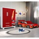 Ver imagem 1 de Jogo Quarto Infantil Carro Vermelho com Cama Guarda Roupa e Colchão Menino Completo MDF