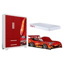 Ver imagem 2 de Jogo Quarto Infantil Carro Vermelho com Cama Guarda Roupa e Colchão Menino Completo MDF