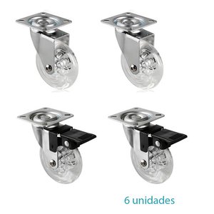 Kit 6 Rodízio Giratório Gel Silicone Rodinha Móveis 50Mm