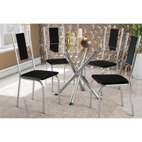 Mesa Cozinha Volga 90 + 4 Cad Lisboa Cromado Kappesberg