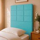 Ver imagem 1 de Cabeceira Estofada para Cama Box Solteiro 90 cm Florem Suede Azul Turquesa