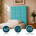 Ver imagem 3 de Cabeceira Estofada para Cama Box Solteiro 90 cm Florem Suede Azul Turquesa