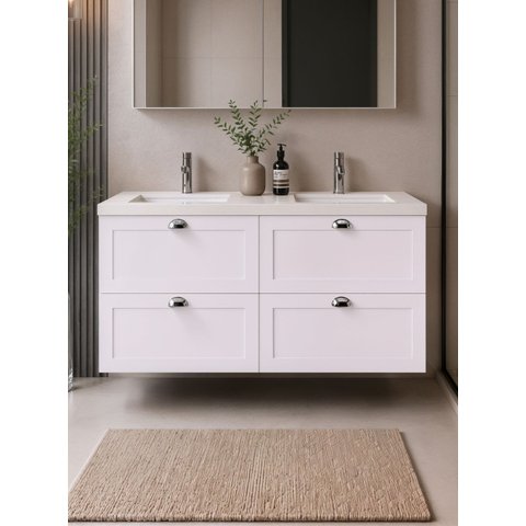 Gabinete para Banheiro 120cm Retro MDF Branco Milano - On Móveis