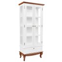 Ver imagem 2 de Cristaleira com 2 Portas e Laterais em Vidro 1 Gaveta Pés Luiz Xv 5113 Genebra - Branco/pinhão