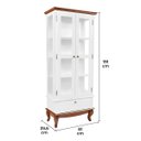 Ver imagem 6 de Cristaleira com 2 Portas e Laterais em Vidro 1 Gaveta Pés Luiz Xv 5113 Genebra - Branco/pinhão