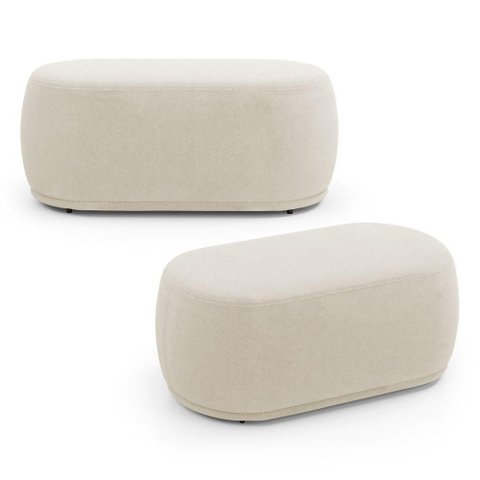 Kit 02 Puffs Decorativos Orgânicos Molly 02 Lugares Bouclê Bege - Desk Design